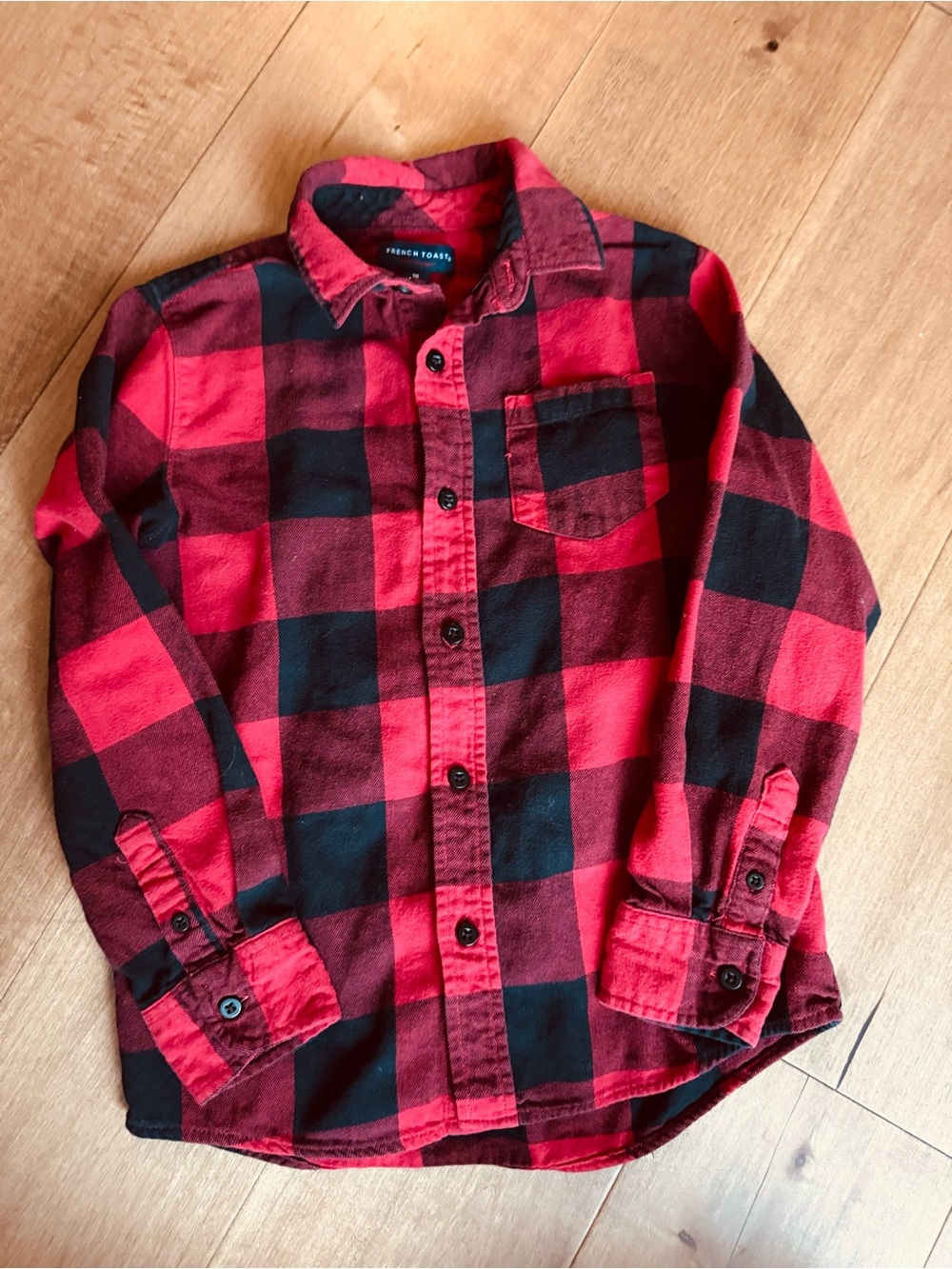 French Toast Red and Black Buffalo Plaid Button-Down Shirt